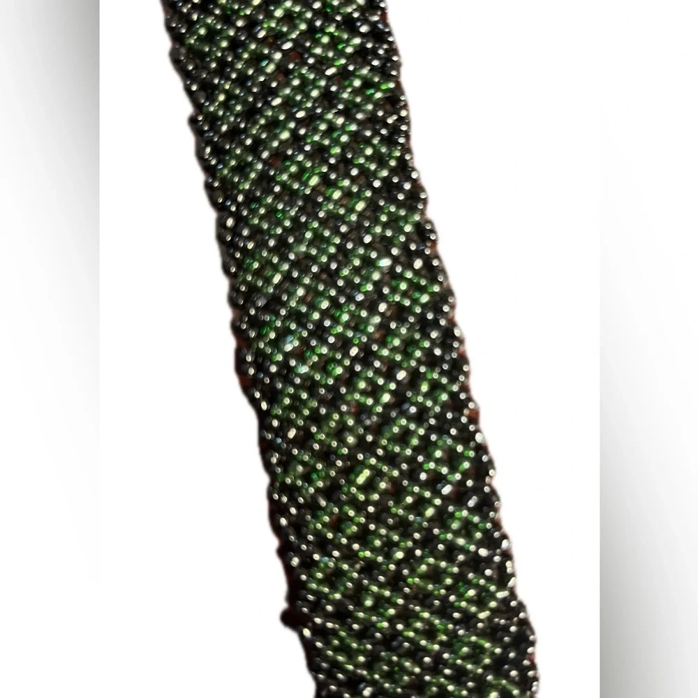 Beautiful beaded belt black and green beads floating belt loop bought in Mexico